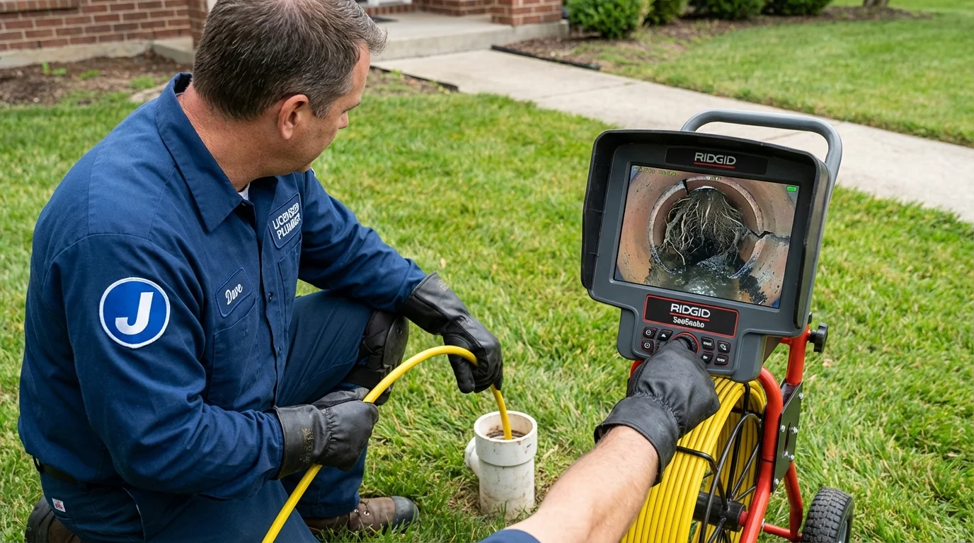 Sewer camera inspection being performed by Johns Plumbing LLC in Deville