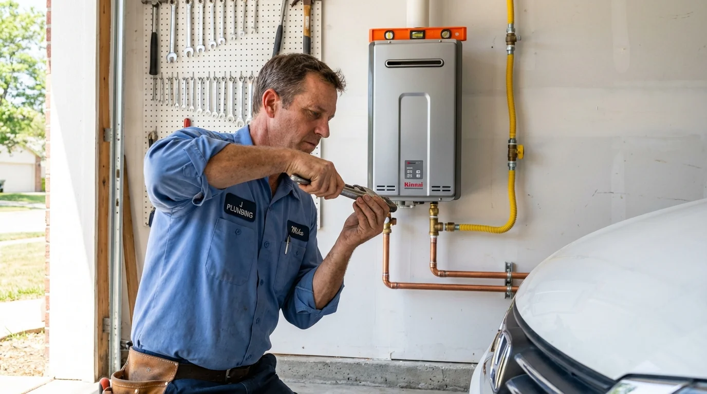 Tankless water heater installation by a Johns Plumbing LLC plumber in Deville